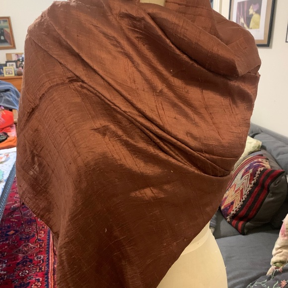 Rust brown silk Scarf - Picture 2 of 3